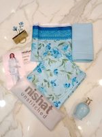 Nishat Unstitched 3 Piece Blue Floral Printed Lawn Suit for Women - Image 2