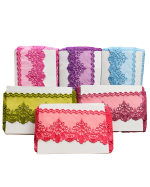 Premium Heavy Scallop Border Embroidered Lace | Soft Net Fabric | 3.5 Inch Wide | 1 Yard