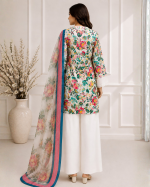 3-Piece Lawn Suit with Embroidered Shirt & Printed Doriya Dupatta - Image 3
