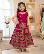 Girls Lehenga Choli – Desi Look with Silk Banarsi & Net Dupatta - Image 2