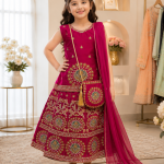 Girls Lehenga Choli – Desi Look with Silk Banarsi & Net Dupatta
