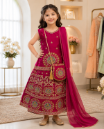 Girls Lehenga Choli – Desi Look with Silk Banarsi & Net Dupatta