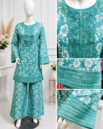 3-Piece Pure Lawn Suit with Embroidered Farshi Shalwar & Doriya Dupatta - Image 4
