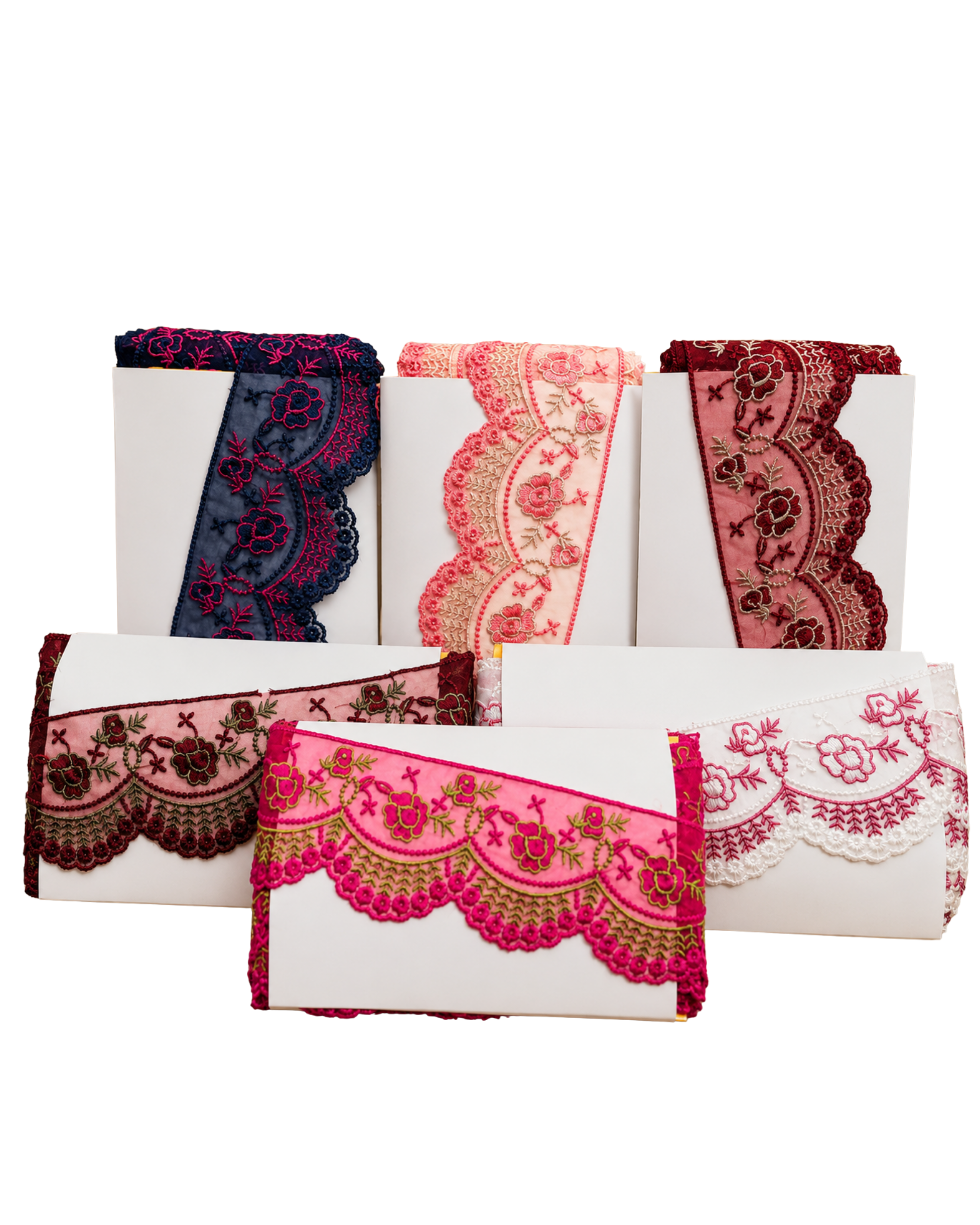 107 Premium Rose Scallop Embroidered Lace – 4 Inch Heavy Border - Image 1