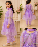 Girls Lehenga Choli – Desi Look | Silk Banarsi, Sharara & Net Dupatta - Image 3