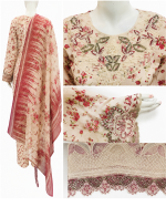 3-Piece Lawn Suit with Embroidered Shirt & Doriya Dupatta - Image 4
