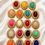 Premium Gold-Tone Oval Stone Buttons