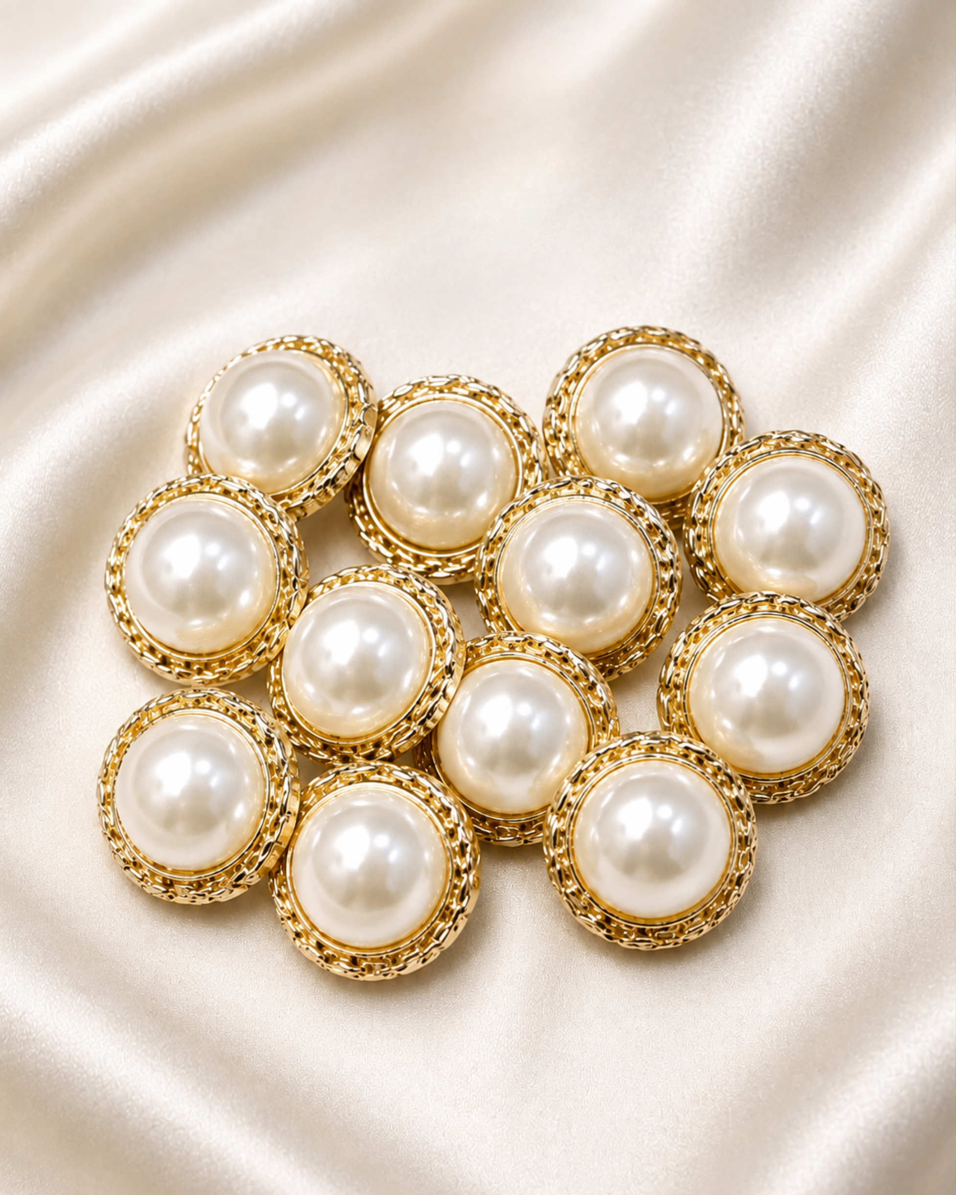 127 Premium Pearl Gold-Tone Decorative Buttons - Image 1