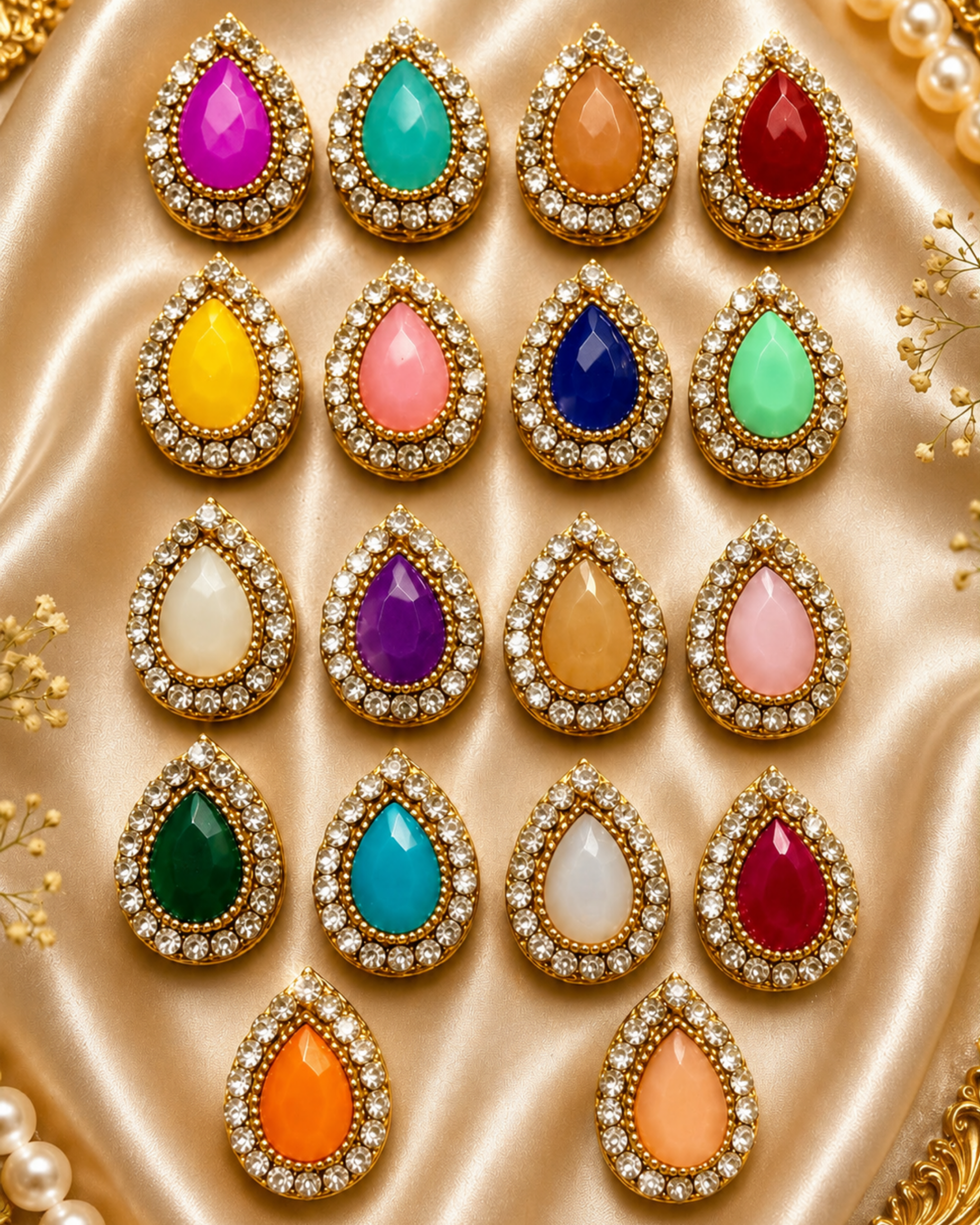 129 Premium Teardrop Rhinestone Buttons - Image 1
