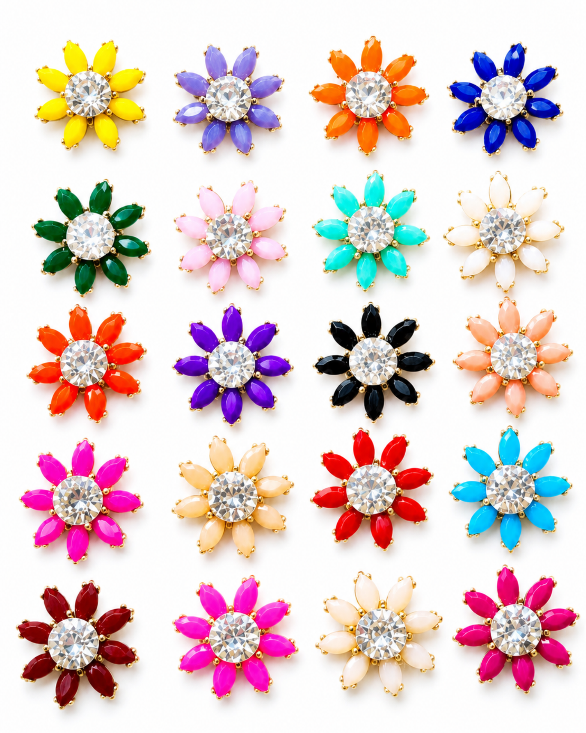 130 Premium Floral Rhinestone Buttons - Image 1