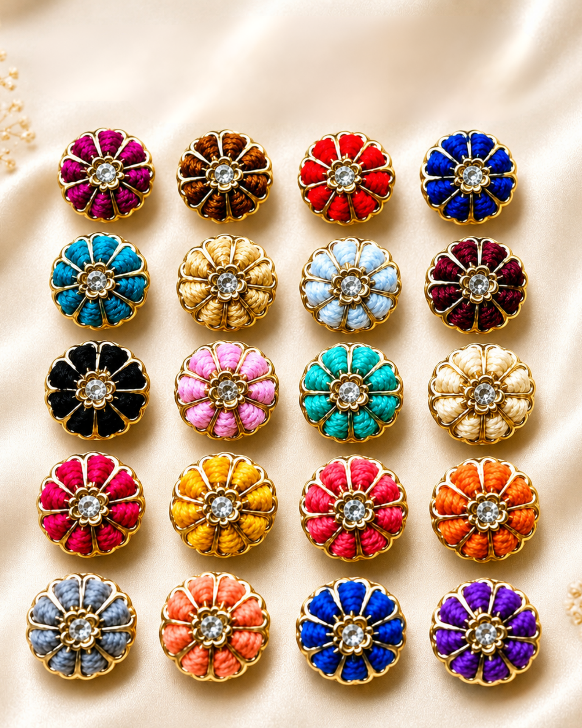 135 Premium Embroidered Floral Buttons - Image 1