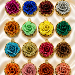 Glitter Rose Flower Buttons
