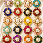 Premium Pearl & Crystal Sunburst Motif