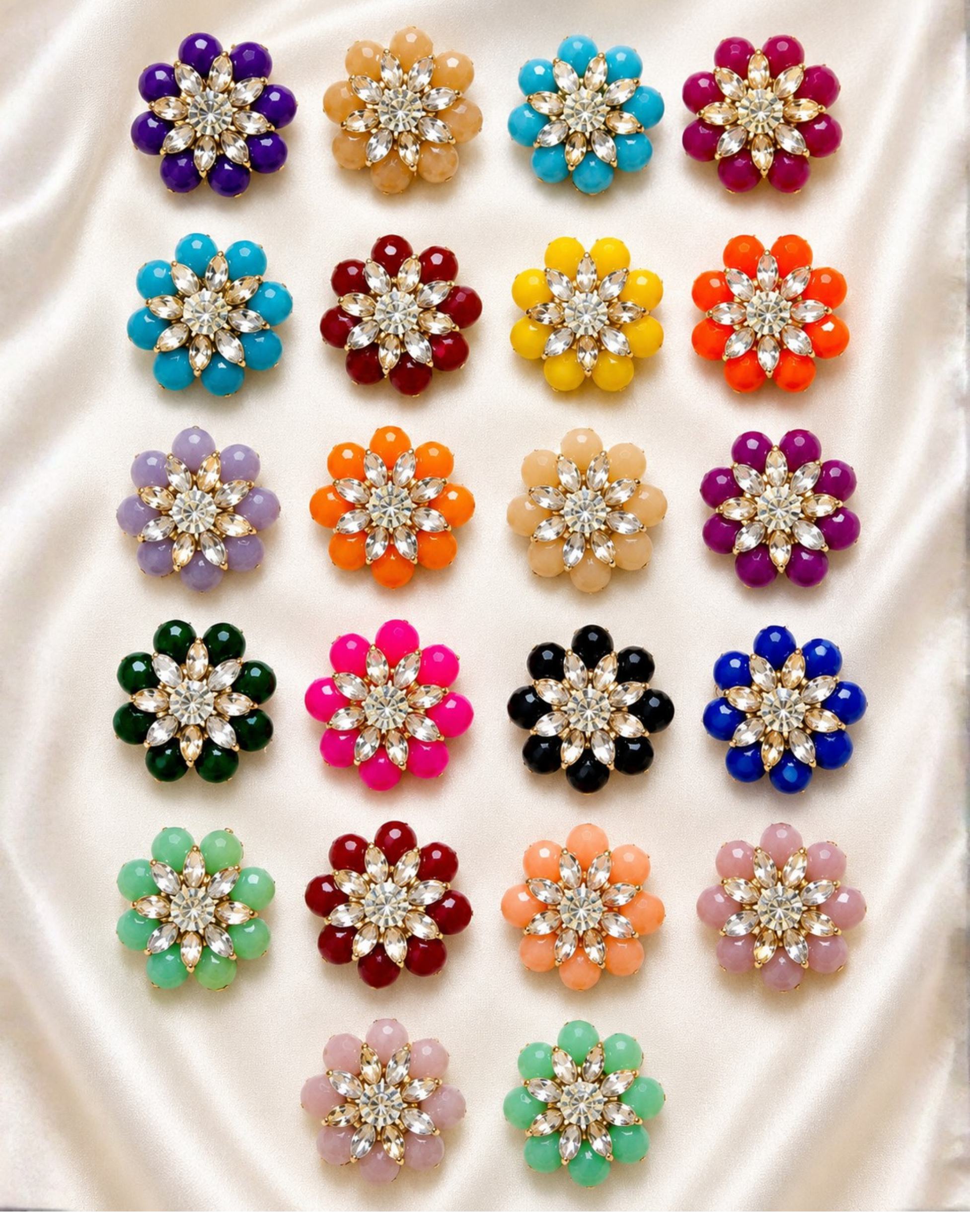 147 Premium Pearl Rhinestone Floral Motif - Image 1