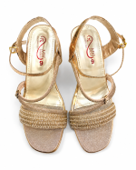 Glamorous All-Gold Pearl & Rhinestone Embellished Block Heel Sandals - Image 4