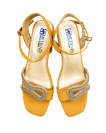 Gold Rhinestone-Embellished Transparent Crystal Heel Mules - Image 2
