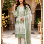 14 August Special Green Printed 3-Piece Suit