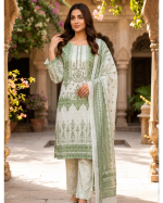 14 August Special Green Printed 3-Piece Suit