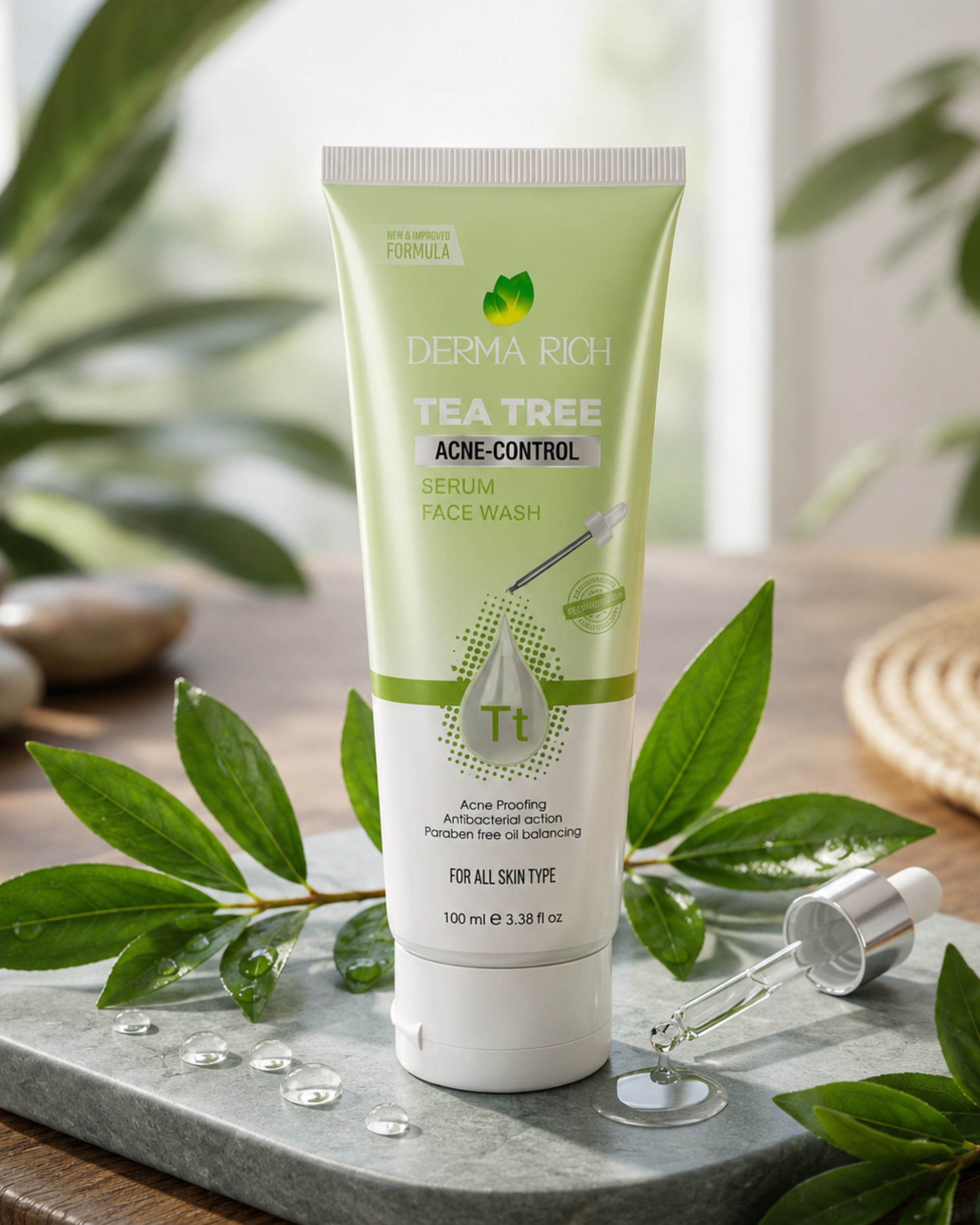 187 DERMA RICH Tea Tree Face Wash for Acne & Oil Control – 100ml - Image 1