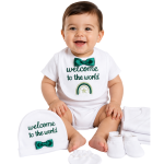 Newborn Baby Welcome to the World Gift Set – White & Green