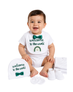 Newborn Baby Welcome to the World Gift Set – White & Green