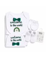 Newborn Baby Welcome to the World Gift Set – White & Green - Image 2