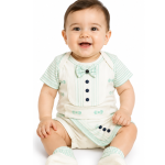Baby Born Newborn 3-Piece Romper Set – White & Mint Green