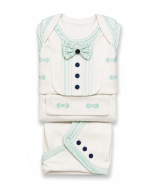 Baby Born Newborn 3-Piece Romper Set – White & Mint Green - Image 2