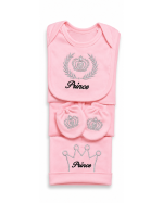 Baby Born Pink Prince Newborn 3-Piece Set – Romper, Mittens & Cap - Image 2