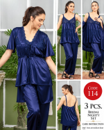 Women’s 3-Piece Satin Silk Nighty Robe Gown Set – Free Size - Image 6