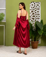 Women’s 2-Piece Satin Silk Nighty Robe Gown Set – Free Size - Image 5
