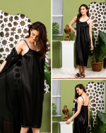 Women’s 2-Piece Satin Silk Nighty Robe Gown Set – Free Size - Image 7