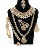 Luxury Bridal Imitation Jewellery Set – Champagne Crystal & Faux Pearl (Complete Set)