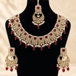 Royal Maroon Bridal Imitation Jewellery Set – Faux Kundan & Pearl