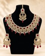 Royal Maroon Bridal Imitation Jewellery Set – Faux Kundan & Pearl