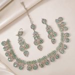 Mint Green Crystal Bridal Jewellery Set – Silver Finish