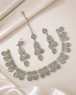 Mint Green Crystal Bridal Jewellery Set – Silver Finish