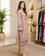 3-Piece Lawn Suit with Embroidered Neck, Sleeves & Daman - Image 3