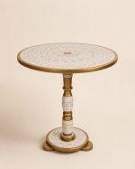 Ivora White Naqshi Round Coffee Table | Auris Atelier