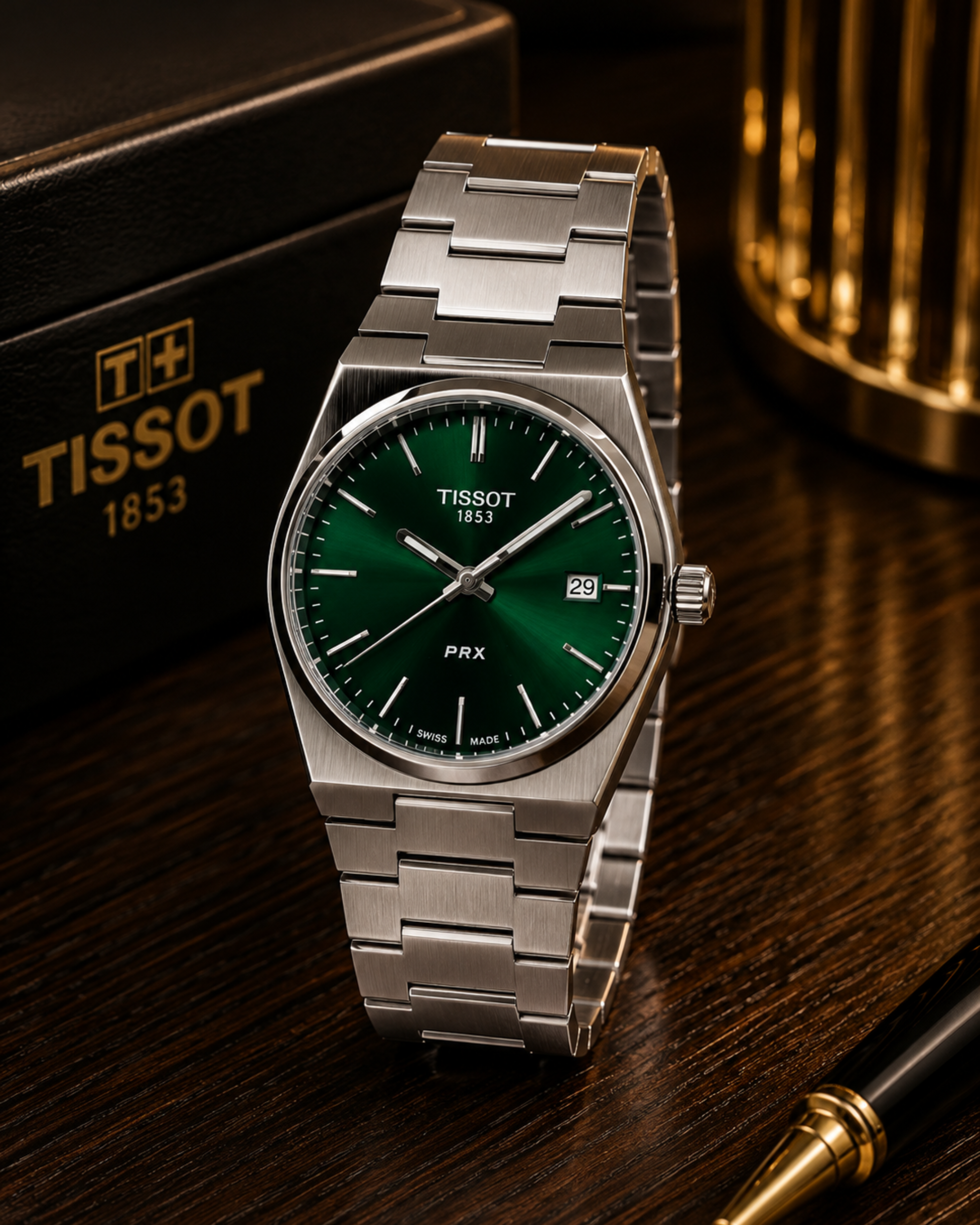 316 Tissot PRX T-Classic Quartz Style Men’s Watch – Emerald Green Dial - Image 1