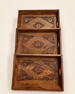 Serva Hand-Carved Sheesham Wood Serving Tray Set | Auris Atelier - Image 3