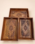 Serva Hand-Carved Sheesham Wood Serving Tray Set | Auris Atelier - Image 4