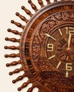 Solara Hand-Carved Sheesham Wood Wall Clock | Auris Atelier - Image 2