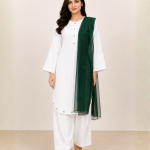Emerald Elegance Farshi Shalwar Suit with Green Dupatta
