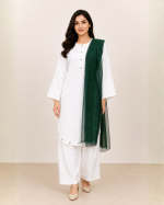 Emerald Elegance Farshi Shalwar Suit with Green Dupatta