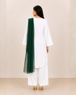 Emerald Elegance Farshi Shalwar Suit with Green Dupatta - Image 2