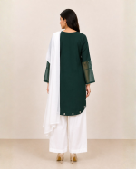 Emerald Grace Farshi Shalwar Suit with White Dupatta - Image 2