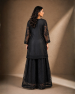 Midnight Elegance Chiffon Plazo Suit with Dupatta – 3 Piece - Image 6