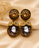 Ruby Maroon Pearl & Crystal Statement Earrings