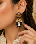 Elegant Multicolor Pearl & Crystal Statement Earrings - Image 2